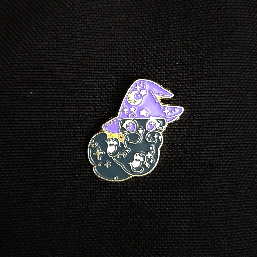 Magical Cat with Witch Hat Halloween Enamel Pin